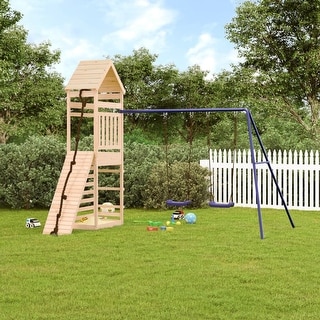 vidaXL Swing Set Outdoor Backyard Wooden Playground Equipment for Kids Age 3-8
