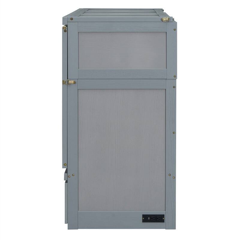 Full/Queen Size Murphy Bed Wall Bed with a Large Storage Drawer and USB Port, Solid Wood Murphy Cabinet Bed, Space Saving Design