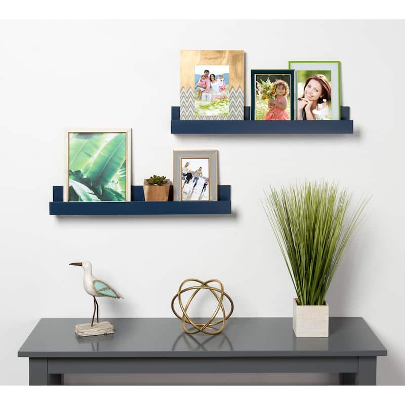 Levie 24 inch 2-Pack Wood Wall Picture Frame Holder Ledge