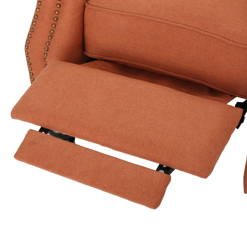 Tufted Recliner Chair - Diamond Stitch Backrest, Nailhead Trim and Rolled Arms 