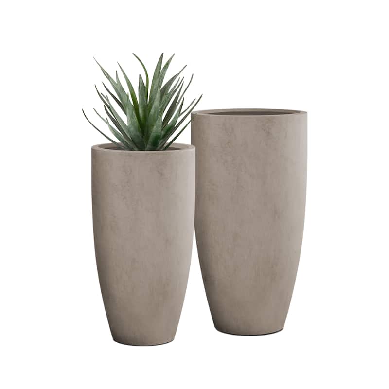 Plantara 32" & 23.6" H Tall Concrete planter, Large Outdoor Plant pot, Modern Tapered Flower pot for Garden