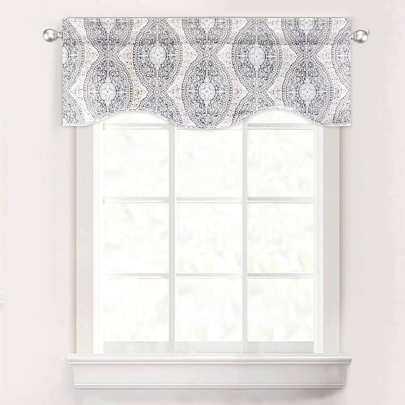 DriftAway Adrianne Scalloped Edge with Selfcord Window Curtain Swag Valance - 52 x 16