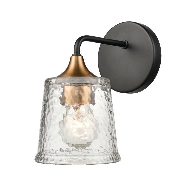 Elk Home Hamy Matte Black With Hammered Glass Vanity Light
