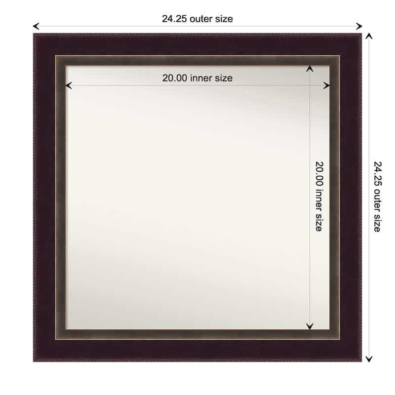 Signore Bronze Framed Non-Beveled Custom Wall Mirror, Bathroom Vanity Mirror - Outer Size: 24.25 x 24.25