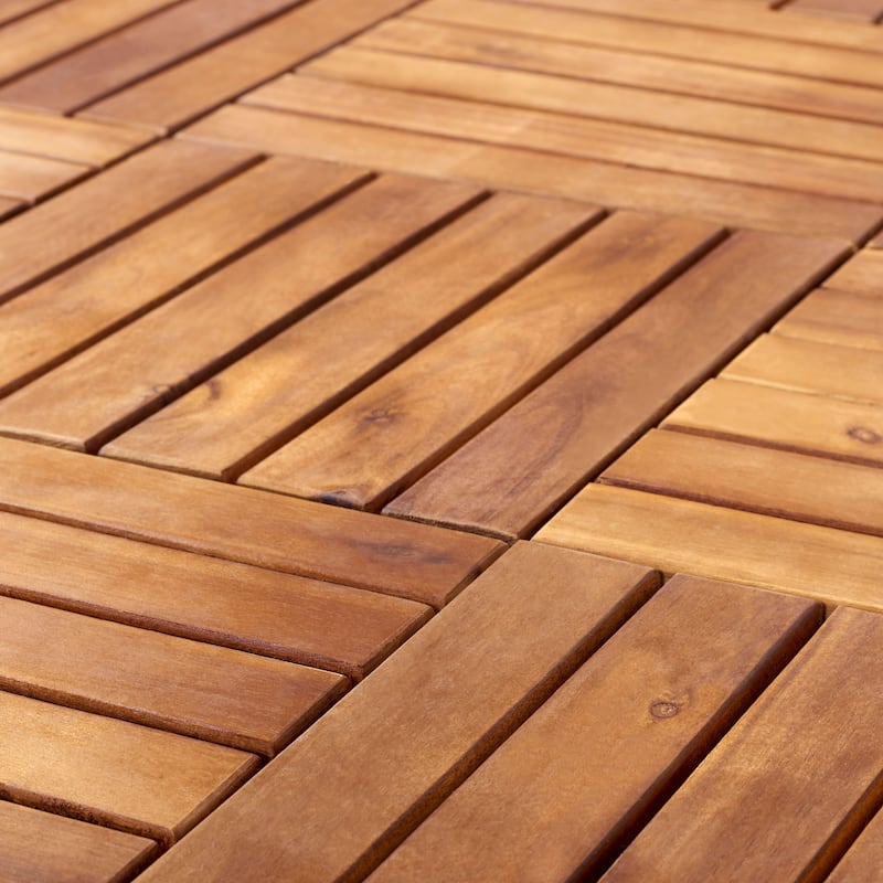 SAFAVIEH Outdoor Osaka Wooden Floor Tile (10 Pack) - 12" W x 12" D x 1" H