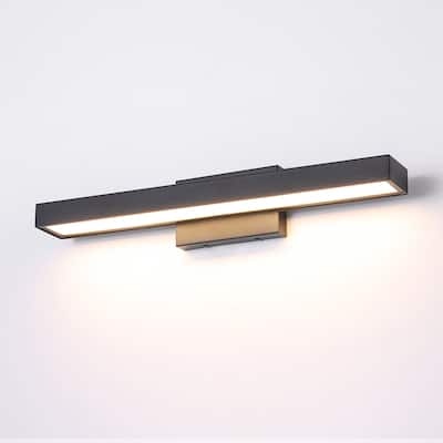 1-Light Modern Black Finish Rectangle Linear Iron Integrated LED Outdoor Wall Sconce - 23.62 in. W x 4.33 in. H x 4.33 in. D