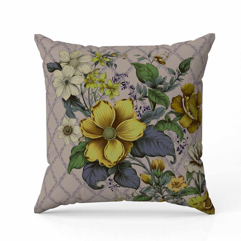 Wildflower Artistry Faux Suede Reversible Throw Pillow Beige and Gold