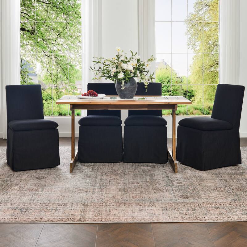 KINWELL Performance Fabric Slipcover Dining Chair Side Chair With Casters