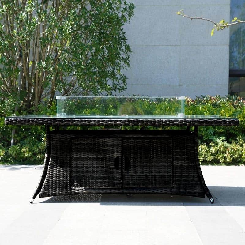 Direct Wicker Ellington Rectangle Gas Firepit Rattan Dining Table