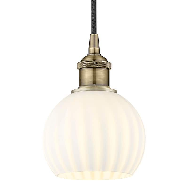 Innovations Lighting 616-1P 8 6 White Venetian Pendant White Venetian - Antique Brass