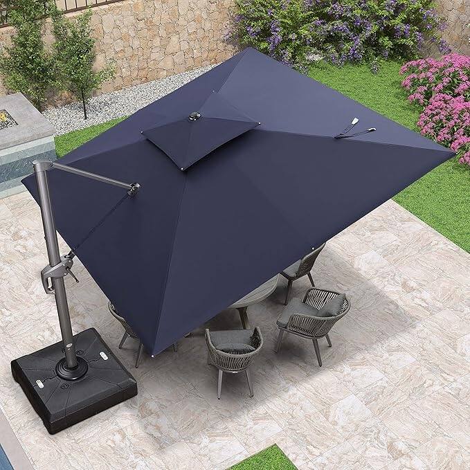 PURPLE LEAF Patio Cantilever Umbrella with 360 Degree Rotation