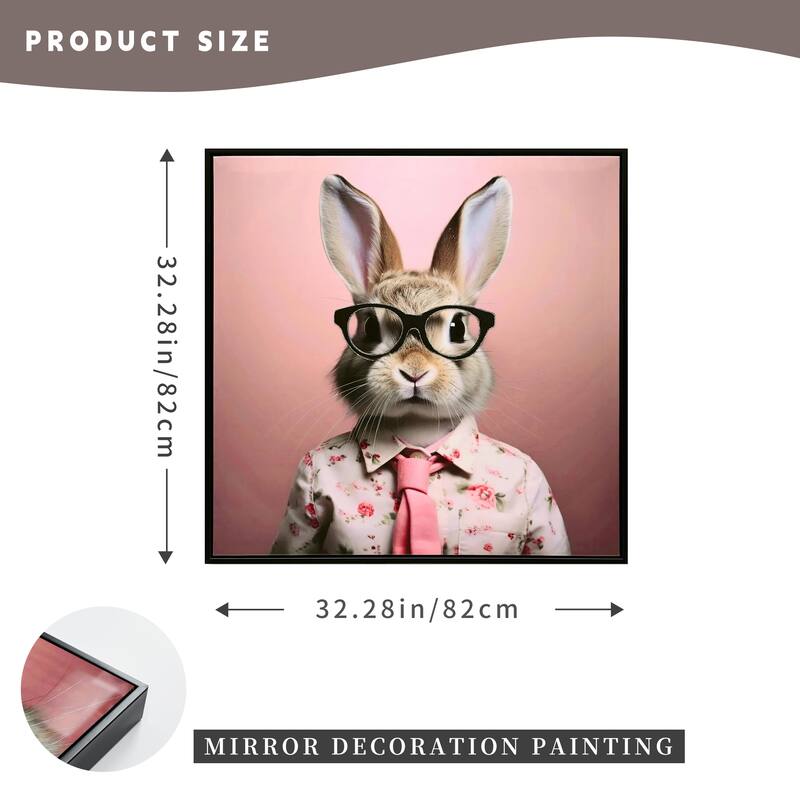Stretched Canvas Print - Whimsical Rabbit in Blush Pink Suit for Nursery and Bedroom Wall Decoration