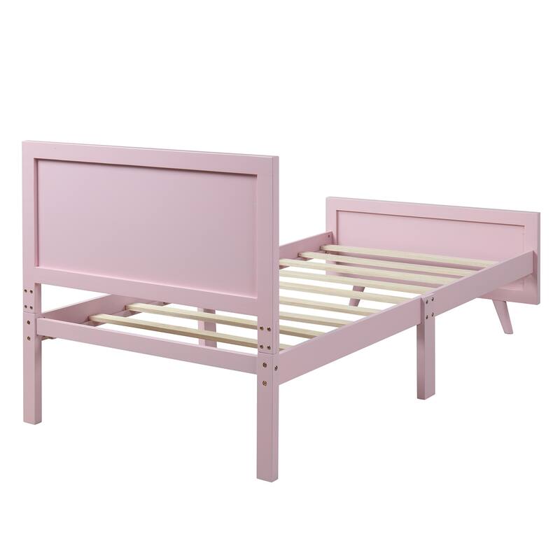 Stylish Twin Wood Bed Frame with Headboard - No Box Spring Needed, Easy Assembly