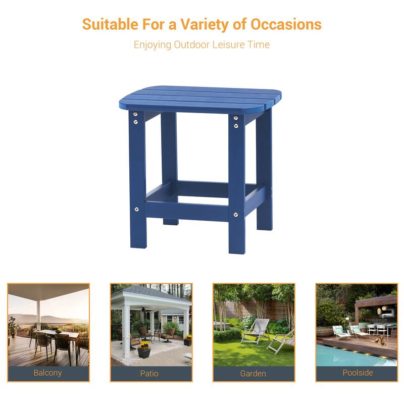 LIVOOSUN Patio Adirondack Plastic Wood Outdoor Side Table for Deck