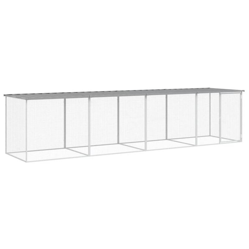 vidaXL Chicken Cage with Roof Metal Chicken Run Animal House Galvanized Steel
