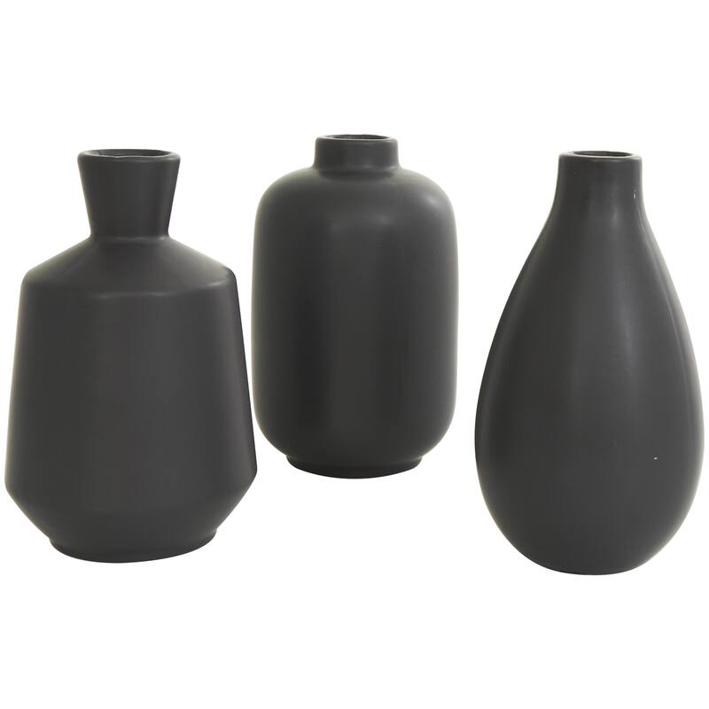Ceramic Marble Inspired or Minimalist Decorative Vase - Set of 3 White, Gray, Cream, Black - Roche River Decor