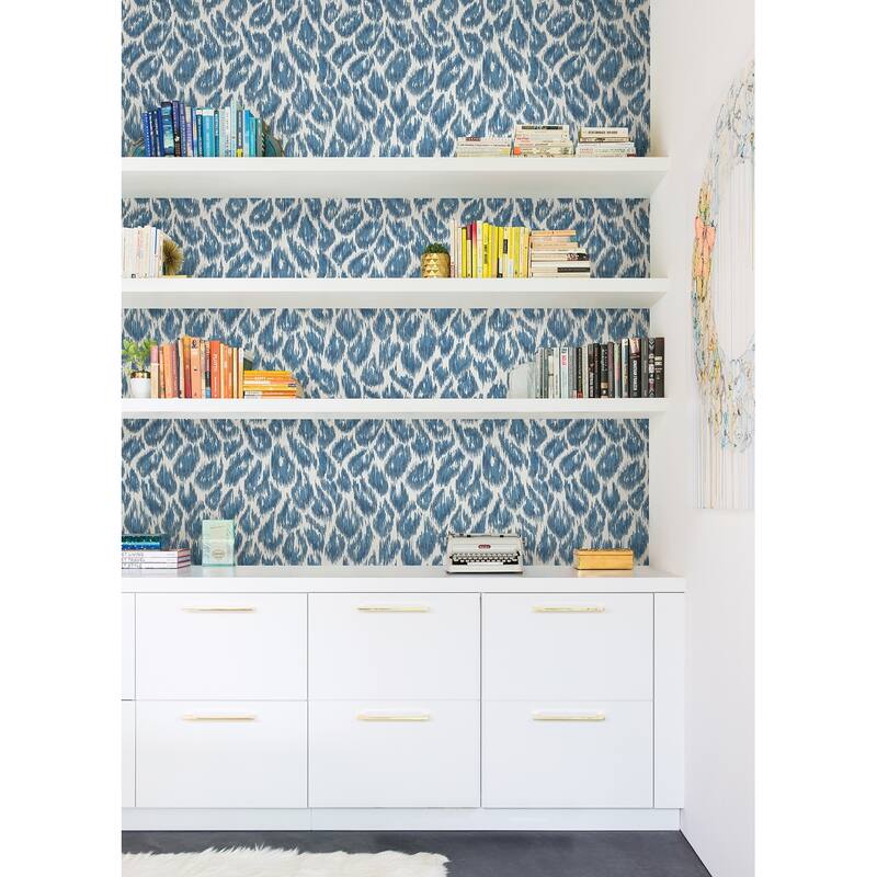 Leopard Print Lambersart Electra Blue Leopard Spot String 27' L X 27" W Wallpaper Roll - Blue