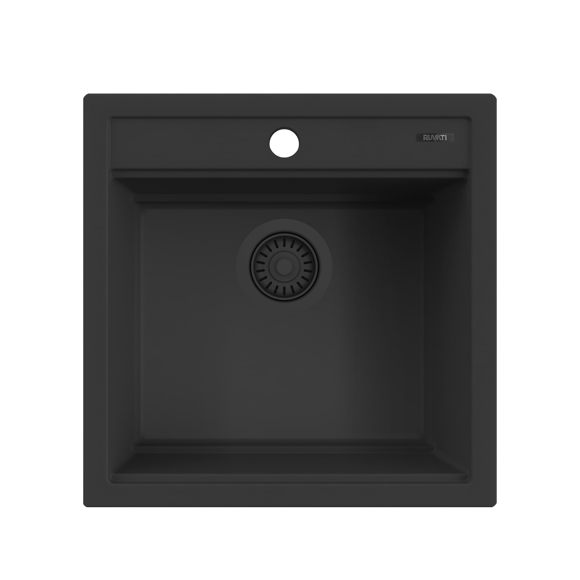 Ruvati 20-inch epiCube Granite Composite Quartz Workstation Matte Black Drop-in Topmount Wet Bar Prep Sink - RVG1620BK