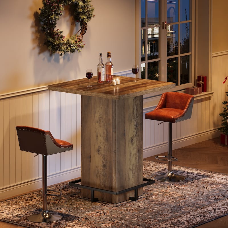 High Wood Bar Table, Bistro Pub Table, Dining Coffee Cocktail Living Room Accent Pub Desk