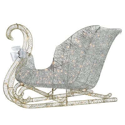 National Tree Company 4 ft. Santa's Sleigh with Clear Lights - Silver - 4 ft