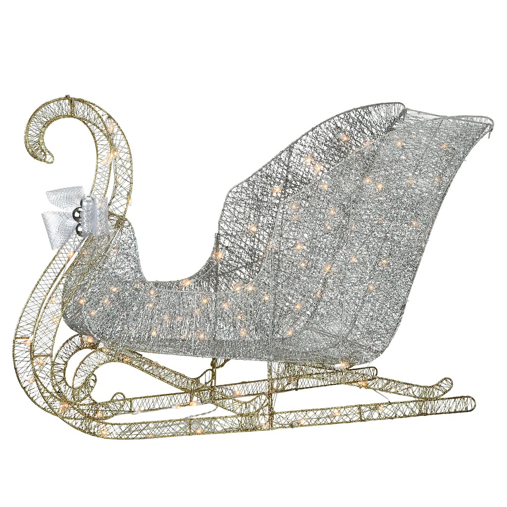 National Tree Company 4 ft. Santa's Sleigh with Clear Lights - Silver - 4 ft