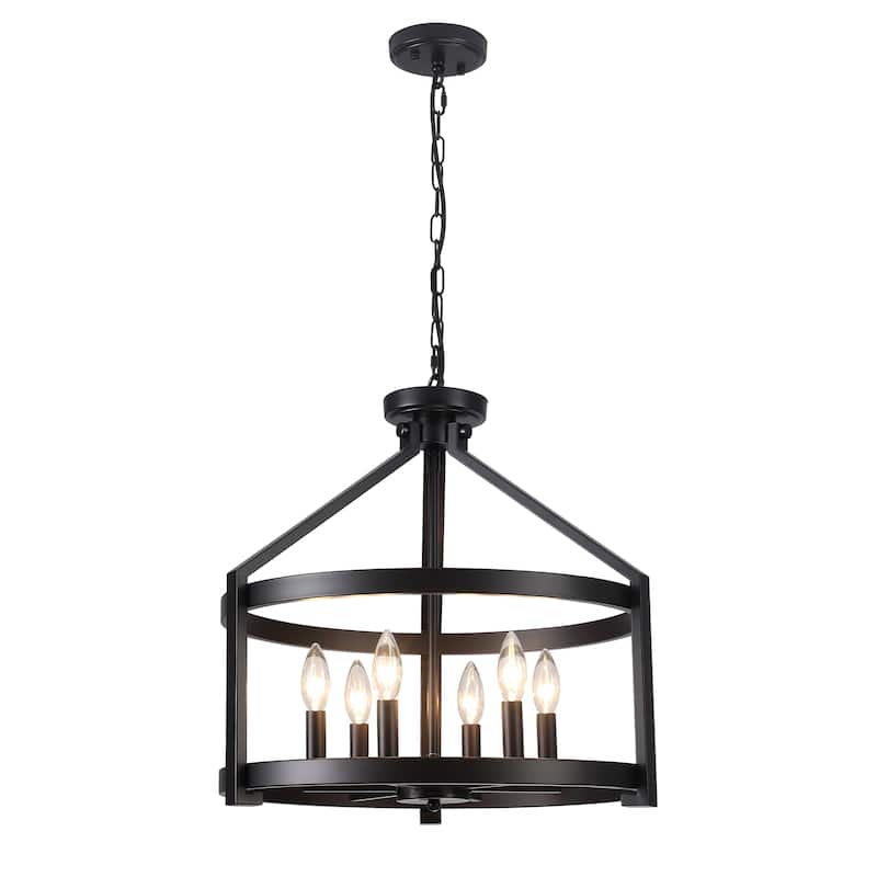 6- Light 20.3" Dimmable Modern Farmhouse Round Cage Chandelier for Dining Room Foyer - N/A
