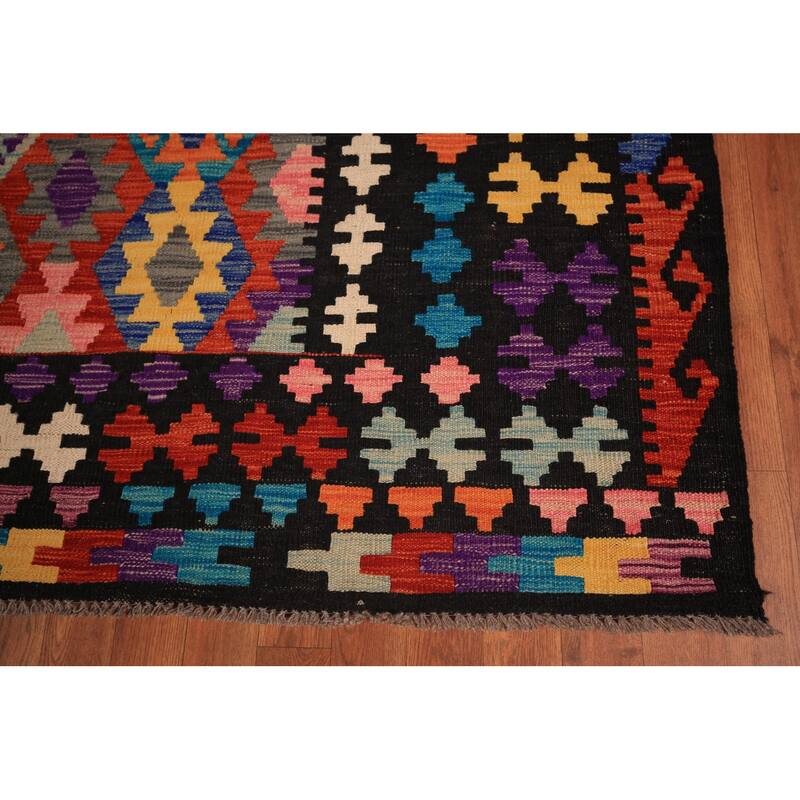 Reversible Kilim Oriental Area Rug Flatweave Home Decor Wool Carpet - 8'9" x 11'4"