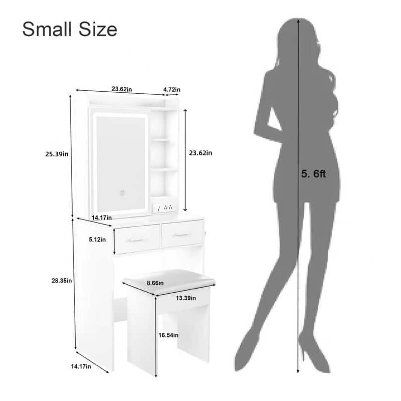 Vanity Dresser with Mirror and Stool Set Storage Drawers Luxury Furniture