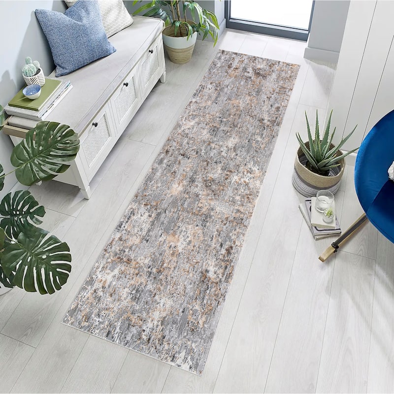 Bowman Transitional Ivory/Gray Area Rug - 2'7 x 7'9 Runner