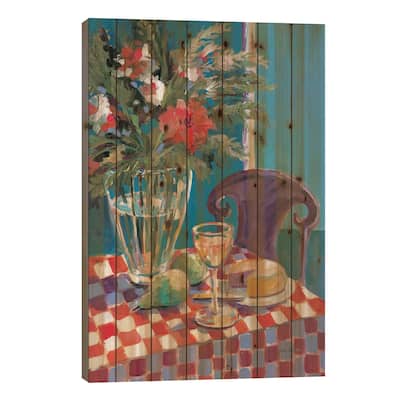 Table For One Print On Wood by Jane Slivka - Multi-Color