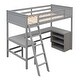 preview thumbnail 4 of 15, Modern Concise Design Twin Size Wood Loft Bed with Ladder,Sturdy Pine Wood Made Desk and Shelves in Floor Space