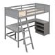 preview thumbnail 39 of 50, Twin Size Wooden Loft Bed With Shelves and Desk for Home