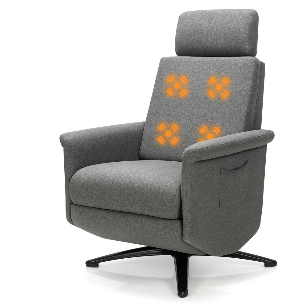 Gymax Massage Recliner Chair Swivel Single Sofa Lounge w/Adjustable