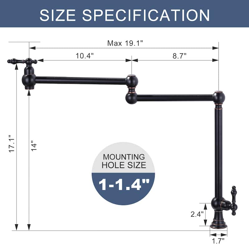 WOWOW 2-Handle Deck Mount Pot Filler Kitchen Faucet with Dual Swing Joints Design