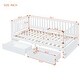 preview thumbnail 28 of 118, Roomfitters Twin Size Wood Daybed with Fence Guardrails, 2 Storage Drawers, Convertible Floor Bed, and Built-In Shelving