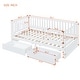 preview thumbnail 3 of 118, Wood Cribs Convertible Toddler Bed with Fence Guardrails and 2 Drawers Split into Independent Floor Bed and Daybed Slat Support
