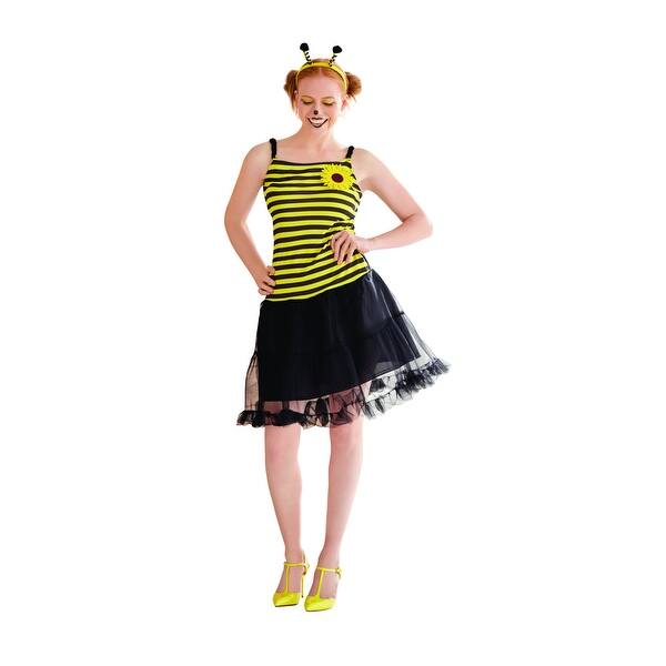 Shop Yellow And Black Bumblebee Adult Women S Tank Dress Halloween Costume Small On Sale Overstock 29656057