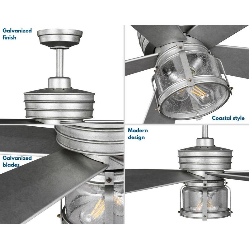 Midvale Collection 5-Blade Galvanized 56-Inch AC Motor Coastal Ceiling Fan - 56 in x 56 in x 20.85 in