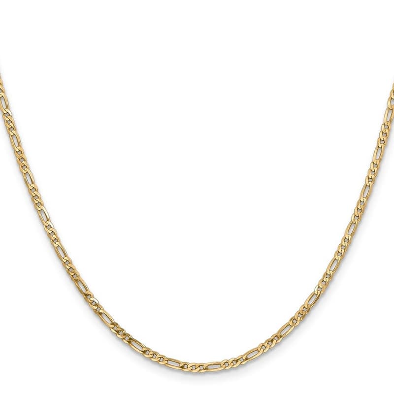 Curata 14k Yellow Gold Solid Polished Lobster Claw Closure 2.25mm Flat Figaro Chain Bracelet - 8 Inch - Lobster Claw