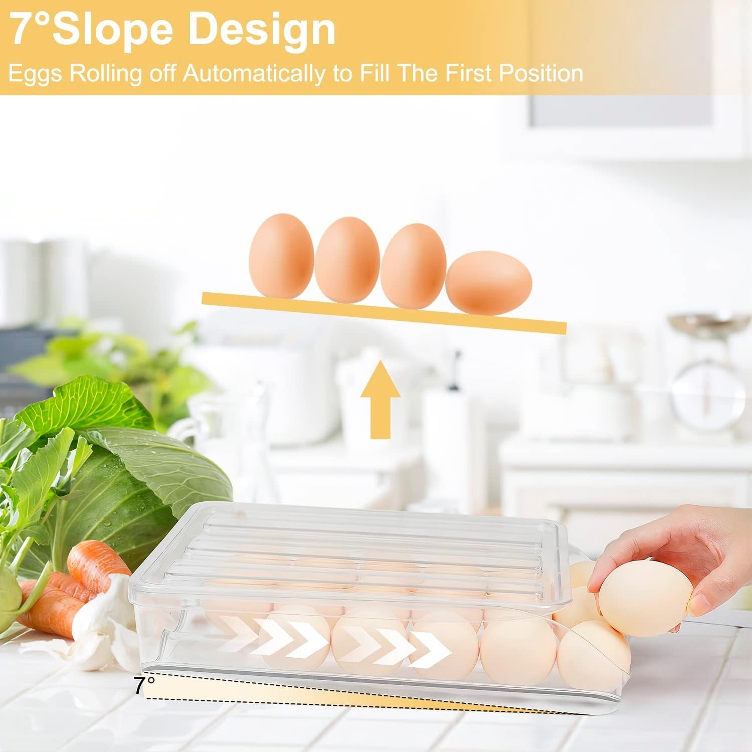 Vtopmart Egg Holder for Refrigerator 2 Pack, Plastic Egg Storage Conta