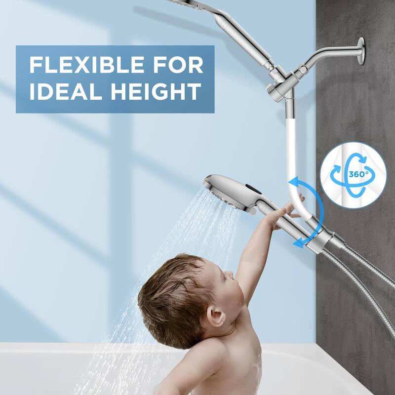 Dual Handheld Shower Head Combo, 2 in 1 Rain Shower Heads System