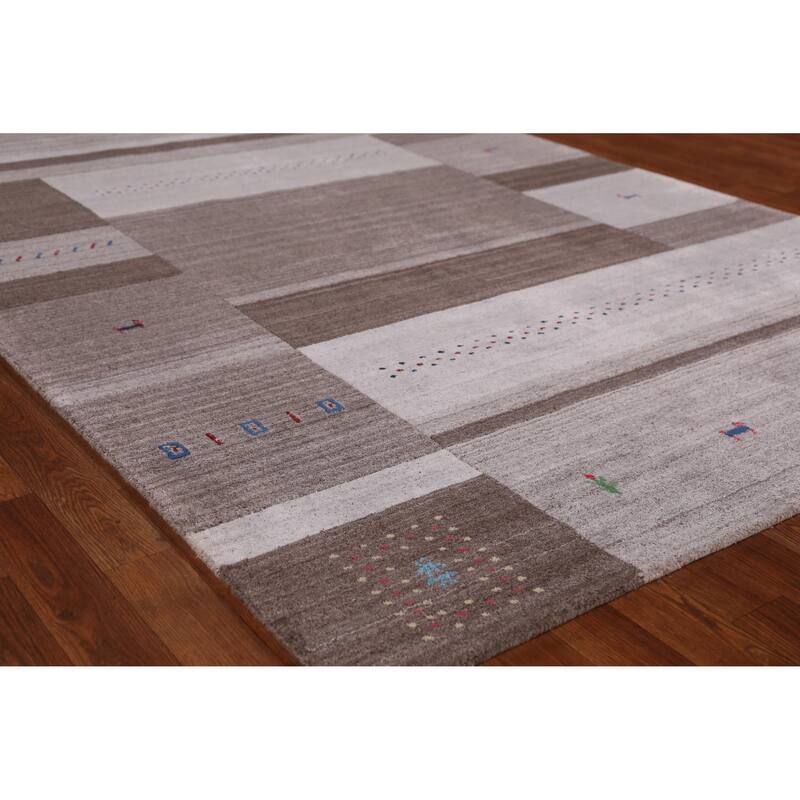 Hand Knotted Oriental 100% Wool Carpet Tribal Geometric Multi-Colored Gabbeh Area Rug - 7' 7'' X 5' 5''