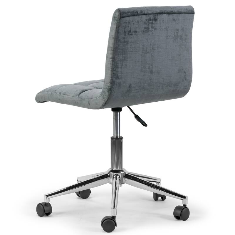 Amali Grey Velvet Adjustable Height Swivel Office Chair w/ Wheel Base
