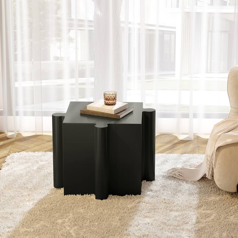 Christopher Knight Home - Sandy Puzzle Art Modern Outdoor Side Table with Modular Convex Edge Design - Black