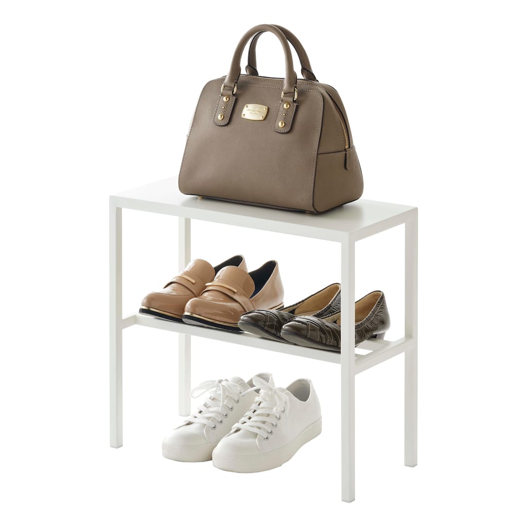 Yamazaki Home Shoe Organizer, Steel, Holds 4 pairs of shoes, Holds 4.4 lbs, No Assembly - L 7.87 x W 17.72 x H 15.75 inches