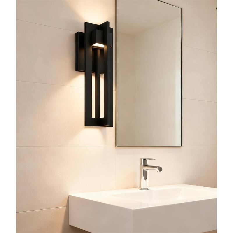 13" Black Integrated LED Outdoor Wall Sconce