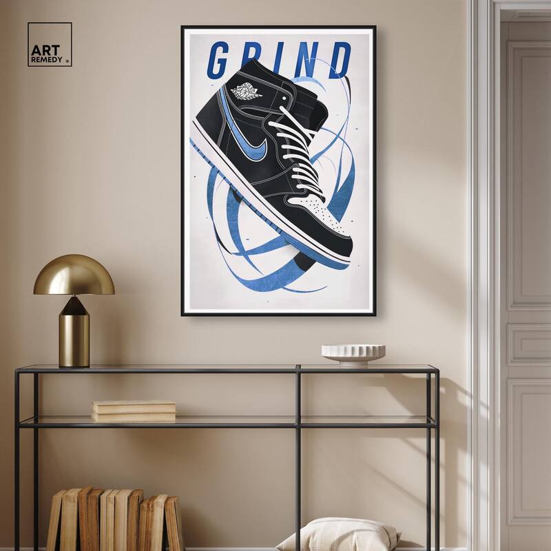 Blue Ribbon Sneaker Canvas by Art Remedy