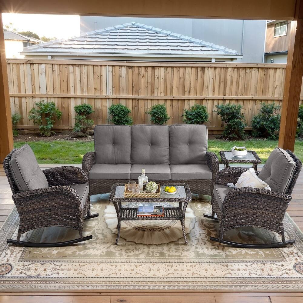 Gymojoy Outdoor Wicker Patio Furniture Sofa Set - Luxurious Comfort, Weather-Resistant