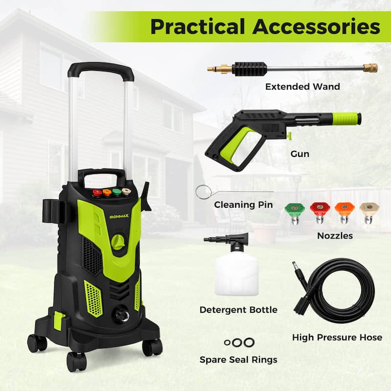 Ironmax Electric Pressure Washer with 4 Nozzles & Soap Bottle Lockable - See Details