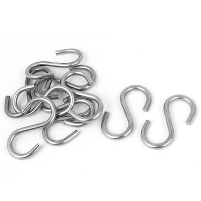 3mm Thickness 201 Stainless Steel S Shaped Hook Hanger 10 Pcs - Silver